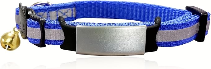Personalized Reflective Cat Collars with Name Tag, Engraved Custom with Name and Phone, Nylon Breakaway Adjustable Identification Collar for Small, Medium, Kitty Cats