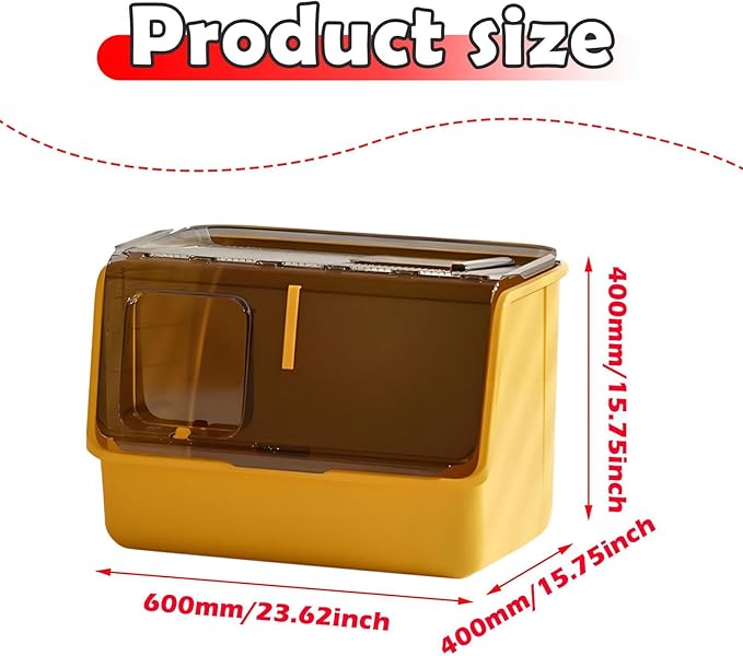 Hooded Cat Litter Box Enclosed Covered Toilet Container Sturdy Deep Pan Portable Pet Supplies Kitten Potty- Yellow