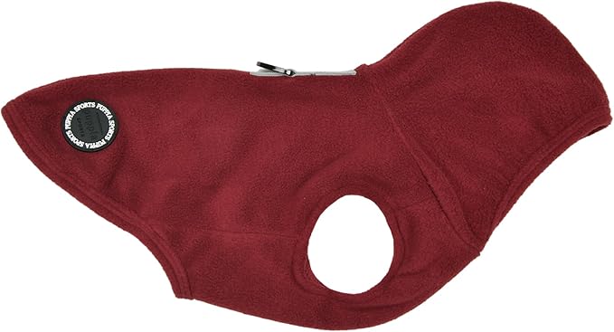 Puppia Zuko Warm Winter Hooded Polar Fleece Shirts with Integrated Harness for Small and Medium Dogs, Wine, Medium
