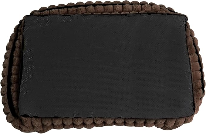 Plush Pet Couch, Soft Cat Bed with Bolster, Comfortable Pet Sofa for Indoor Lounging, Washable Cover, Large Size, Perfect for Medium to Large Breeds (Dark Brown)