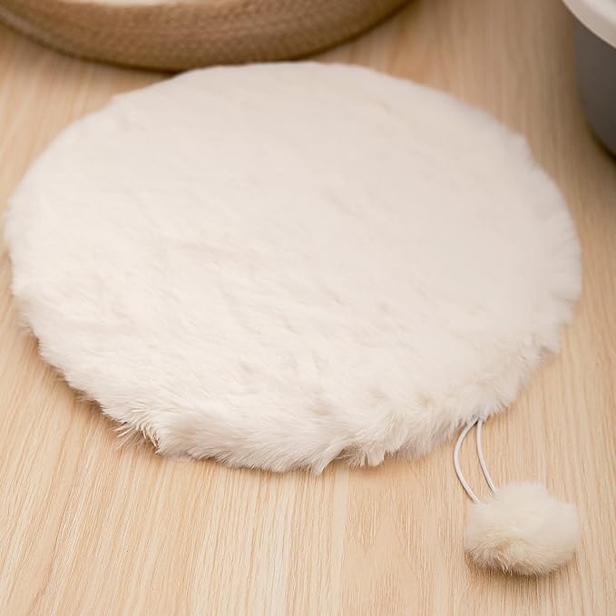 SHENGOCASE 2-Pack 14" Round Faux Rabbit Fur Cat Dog Bed Cushion Pad Mat, Cat Tree Tower Replacement Cushion Pad for Window Perch Carrier House Cage Crate Kennel Furniture