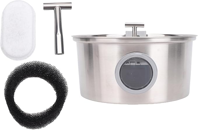 Cat Water Fountain Stainless Steel, Large Capacity 3.2L Automatic Pet Water Dispenser, with Level Window, for Cats and Small Dogs