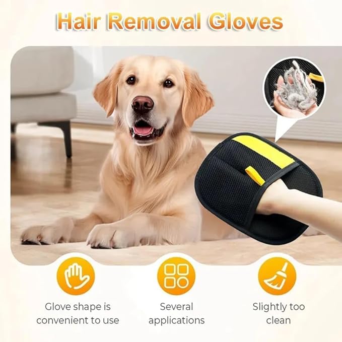Pet Hair Removal Glove for Dogs & Cats –3Pcs– Reusable Electrostatic Grooming Mitt for Dogs & Cats, 5-Finger Pet Hair Remover for Furniture, Couch, Carpets, Clothing & Laundry
