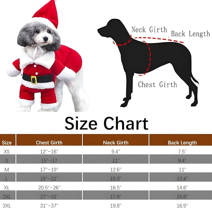 NACOCO Pet Christmas Costumes Dog Suit with Cap Santa Claus Suit Dog Hoodies Cat Xmas Costumes (Red, S)