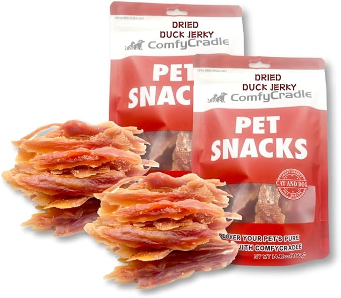 Duck Jerky Dog Treats, High-Protein & Low-Fat Chewy Snacks, Novel Protein for Sensitive Dogs & Shiny Coats, Grain-Free (2 Pack x 14.11 Ounce(Pack of 2),Duck)