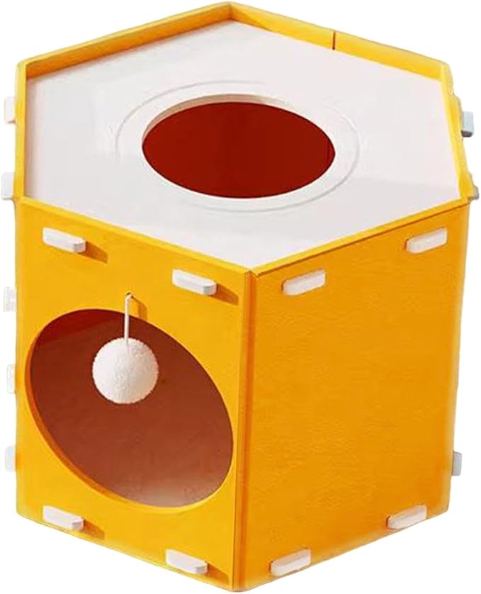 Cat House, Hiding Bed, Tunnel-Like Furniture, Scratch-Resistant, with Hole, Foldable, Stable Construction, Encourages Exercise, Suitable Fo, Orange