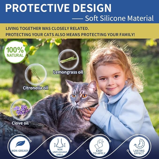 4 Pack Flea Collar for Cats, 32 Months Flea and Tick Prevention for Cat, Waterproof Natural Cat Fleas and Ticks Treatment, Adjustable Fleas and Ticks Collar for Cats Kittens(Black & Purple)