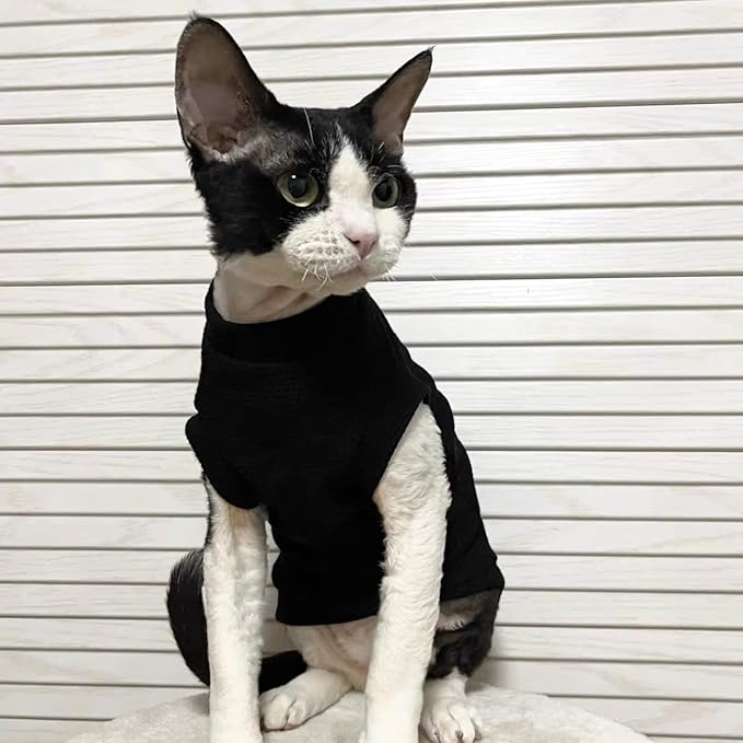 Cotton Sphynx Cat Clothes Spring and Summer Thin High Stretch Hairless Cat Clothes for Devon Rex, Konish Clothes Cat Apparel for Small Cats and Dogs… (Pink, XX-Large)