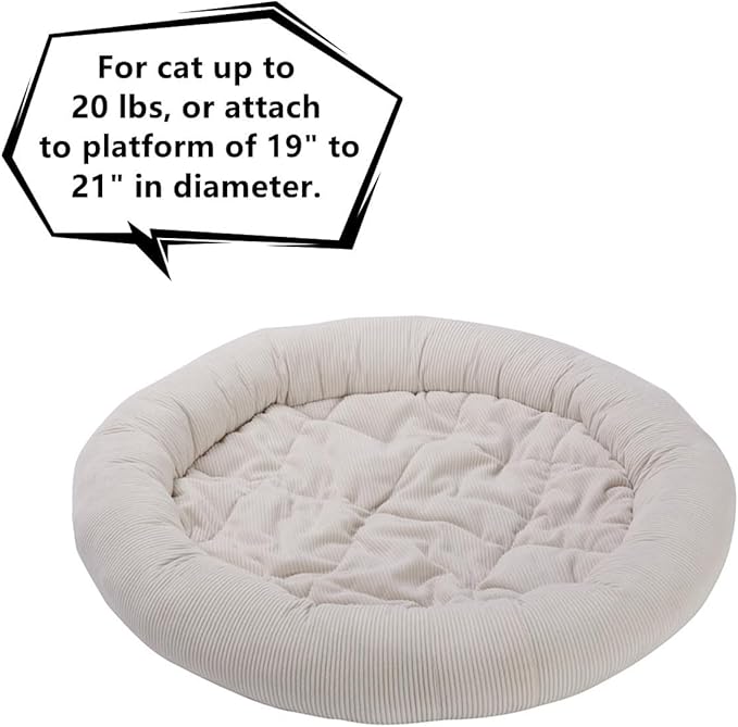 SHENGOCASE Round Cat Tree Tower Accessories Replacement Parts, Round Donut Cuddler Cat Cushion Dog Bed Add-ons for Plaform Perch Shelves (20")