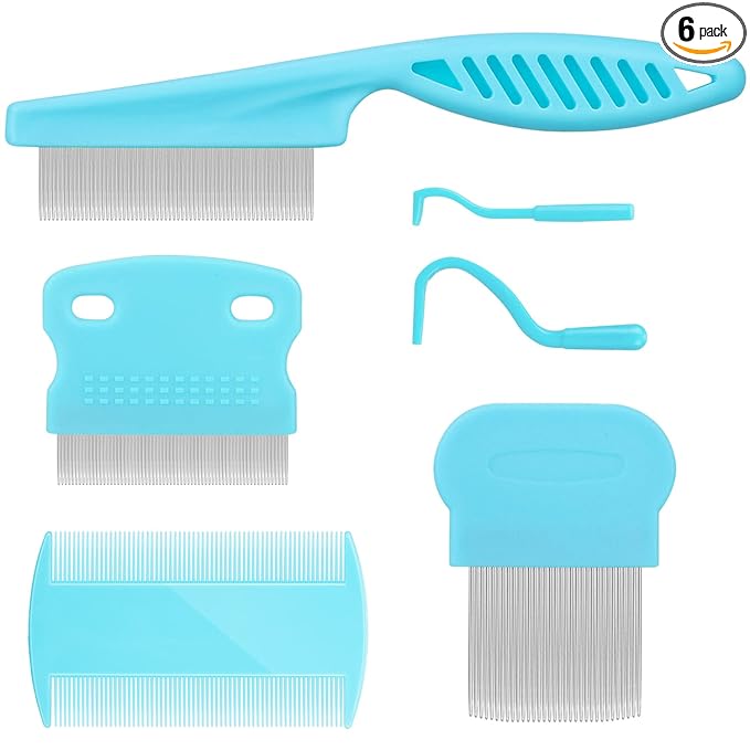 Cat & Dog Grooming Set - Fine Tooth Comb for Removing Dandruff Flakes & Hair (Blue)
