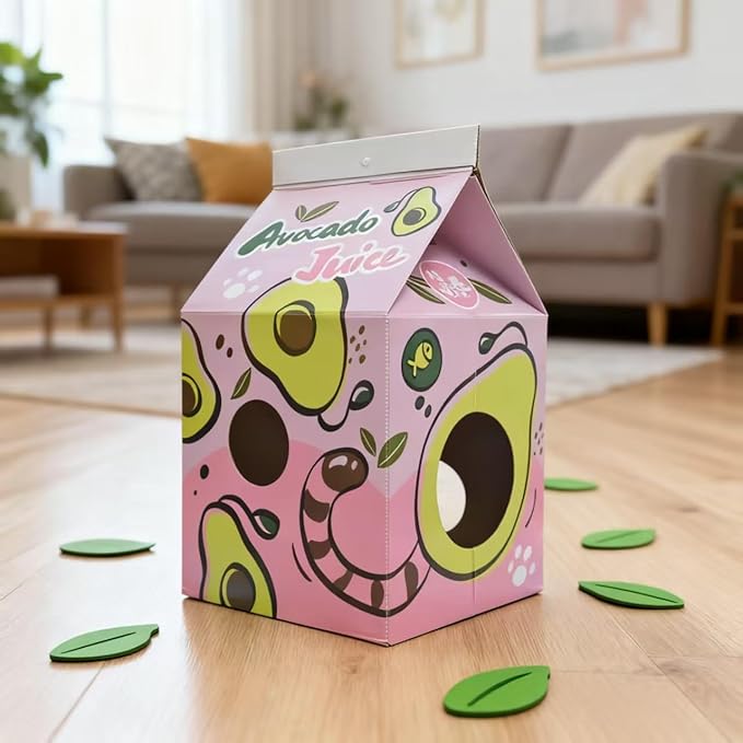 Avocado-Patterned Cat House,Modern Design Cat Bed,Trendy Cat Scratcher,Hiding Box