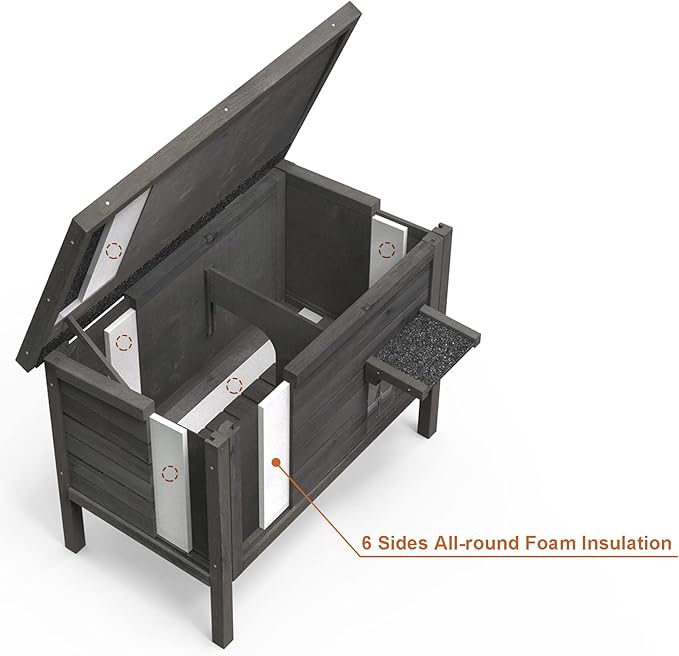 GDLF Outdoor Feral Cat House Heated Cat Shelter with 100% Insulated All-Round Foam Weatherproof for Multiple Felines 34.5"X21.5"x27.2"