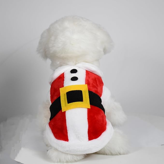 Santa Dog Costume Christmas Pet Clothes Animal Fleece Warm Outfits Clothes Winter Coat Clothes for Dog Pet Clothing Chihuahua Yorkshire Poodle (L Size)