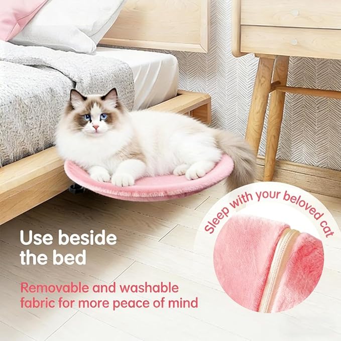 Adjustable Cat Desk Bed,Cats Hammock with Steel Clamp,Removable Faux Rabbit Plush Cover,Modern Indoor Cat Nest Furniture,Washable Hanging Cats Bed for Office Desks and Game Tables (Gray1)