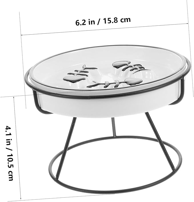 Abaodam Raised Cat Bowl Food Feeding Station Slow Eating Ceramic Cat Dish with Elevated Stand Pet Feeder for Small and Kittens