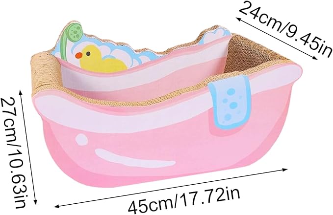 Small Cat Bed, Bathtub Nest, Corrugated Cardboard Cat Lounger with Curved Shape and Textured, Playful Resting Spot for Kitten Puppy Small Dog, Pet Home Decor Living Room Balcony