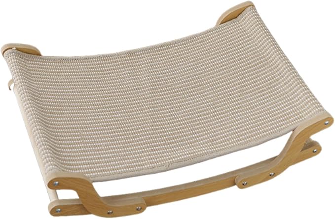 Baoblaze Cat Scratcher Bed Scratching Board Sturdy Playing Resting Protect Furniture Chair Lounge for Indoor Cats Wood Scratch Lounger, Linen Cushion