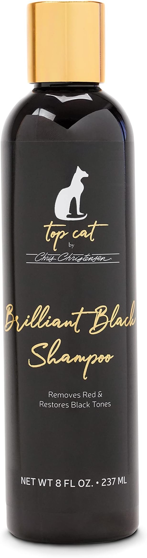 Chris Christensen Top Cat Brilliant Black Shampoo for Cats, Groom Like a Professional, Removes Red, Restores Black Tones, Made in USA, 8 oz