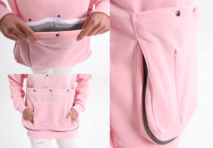 Unisex Cat Pouch Hoodie Long Sleeve Kitten Puppy Holder Hoodies Front Large Pouch Pet Carrier Sweatshirt