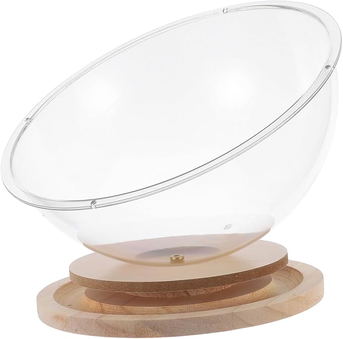 POPETPOP Cat Bed Spaceship Modern Transparent Indoor Cat House with Wooden Stand Multifunctional Toy Sturdy Design for Year Comfort