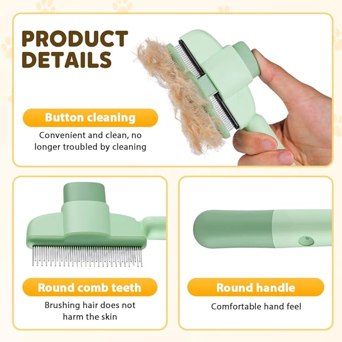 Cat Self Cleaning Pet Hair Removal Comb, 2026 New Cat Grooming Brush, Pet Comb with Long Short Stainless Steel Metal Teeth, Pet Grooming Supplies for Cat, Dog (2, Multicolor)