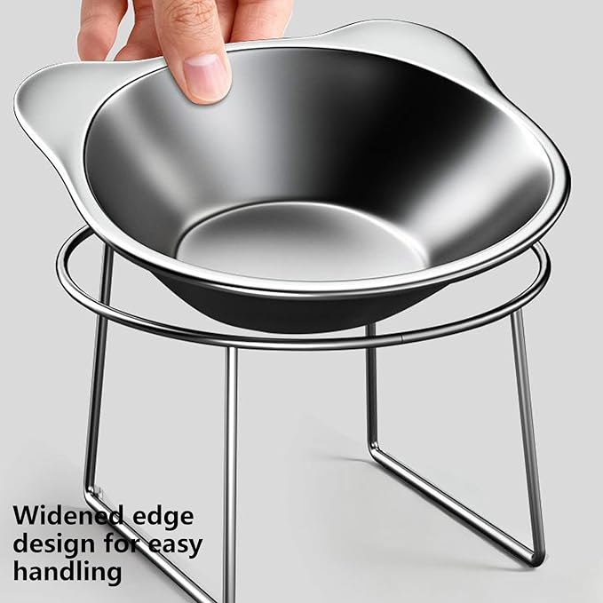 Elevated Cats Bowls Feeders Rustless Steel Bowl Stand with Weighted Base Feeding & Watering Pet Supply Rustless Steel Pet Bowl