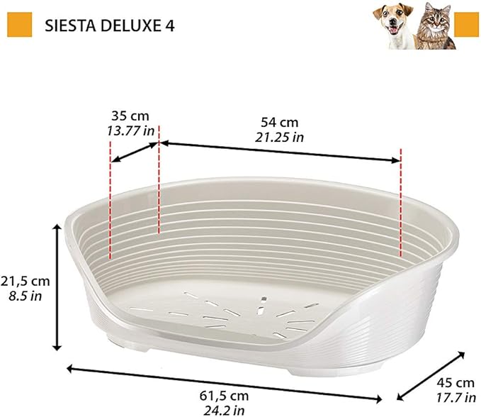 Ferplast Cat Bed, Plastic Dog Bed Small, Ventilation Holes and Non-Slip Rubber Feet for Added Stability 61,5 x 45 x h. 21.5 cm. Burgundy