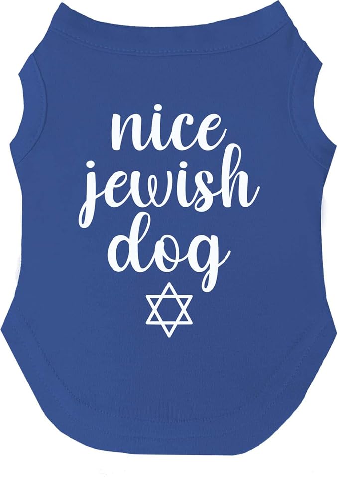 Nice Jewish Dog Passover Dog Tee Shirt | Sleeveless | Sizes for Puppies, Toys and Large Breeds (Royal Blue, 5X-Large 930)