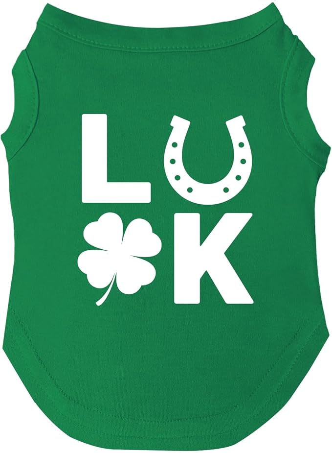 Luck Dog Tee Shirt | Sleeveless Breeds | St.Patrick's Day | Lucky | Shamrock | Irish Holiday |Green, 2X-Large 990