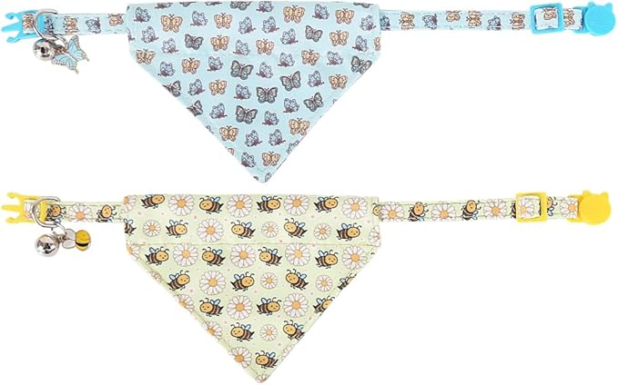 Cat Collar Breakaway with Cute Bandana and Bell Accessories for Kitty Adjustable Safety