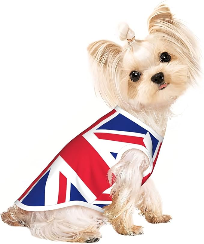 British England UK Union Jack Flag Dog Shirts Sleeveless Puppy Cotton T-Shirts Breathable Dog Clothes Pet Apparel Tank Pullover Doggy Sweatshirt Cozy Canine Wear for Small Dogs Cats Pink Small