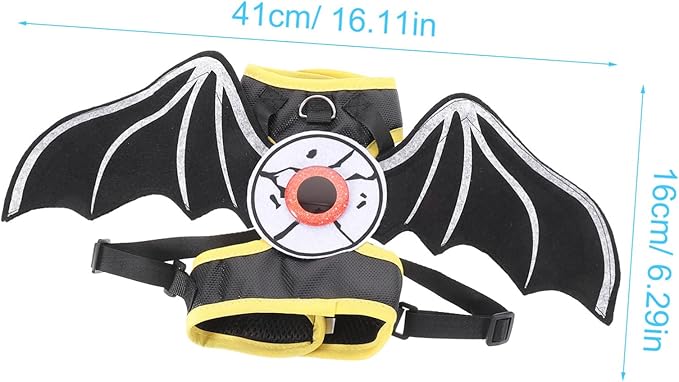 Kisangel 1set Cat and Leash Bat Style Pet Vest Leash Lightweight and Comfortable for Walking and Training Cats