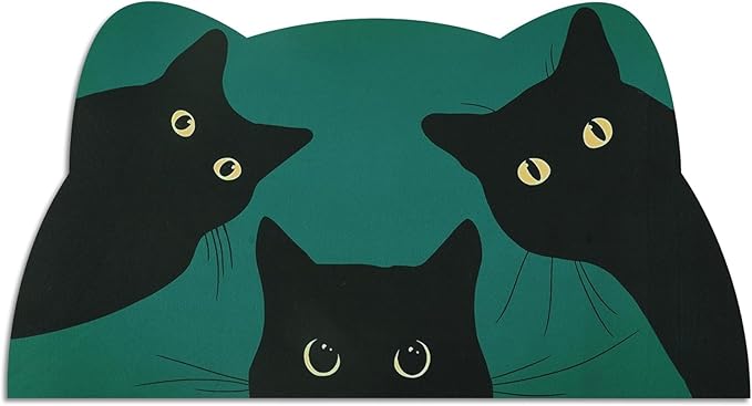 Cat Food Mat - Pet Feeding Mat for Floor, Non-Slip, Waterproof, Super Absorbent, Easy to Clean, Blue, Cat, Dog 15.9''x23.8''