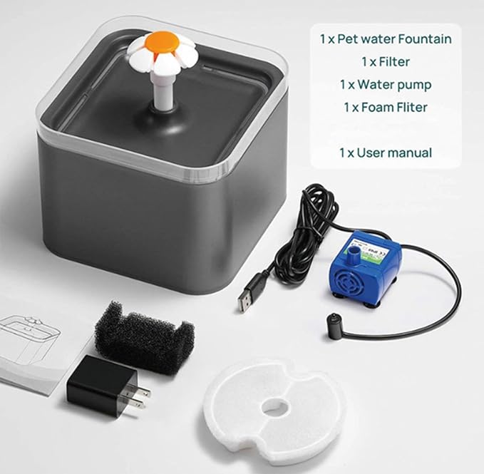 2L Cat Water Fountain,Pet Automatic Drinking Dispenser Watering Supplies, Ultra Silent Drinking Dispenser Bowl with LED Light, for Cats and Small Dogs,B