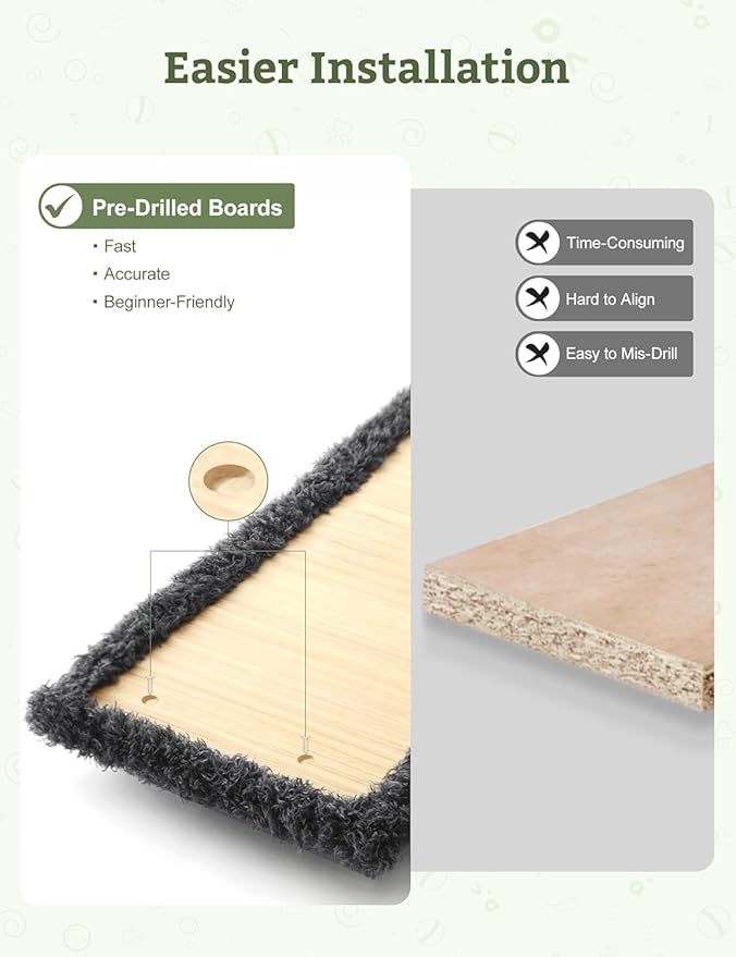 5-in-1 Cat Wall Shelves, Solid Wood & Velvet Wall Mounted Cat Furniture with Sisal Scratching Post, Holds Up to 44lbs, Fits Drywall & Solid Walls - Dark Gray