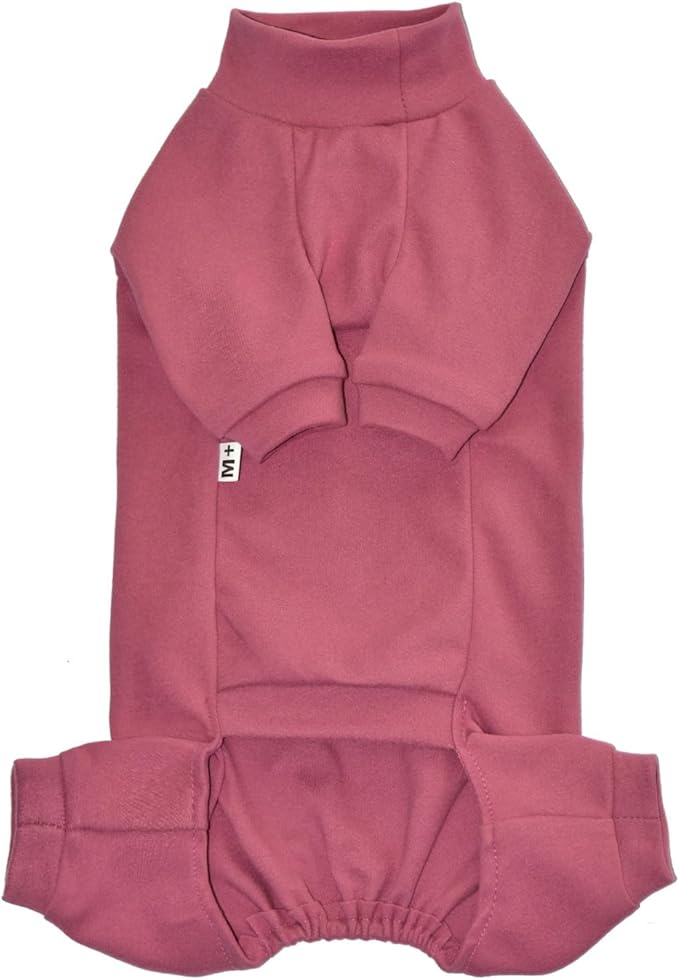 Sphynx Cat Four Leg Warm Fleece Pajamas Elastic Pet Clothes for Hairless Cats Surgery Recovery Suit Clothes for Sphynx, Devon, Cornish (Rose, M+ (7-8.6 lbs))