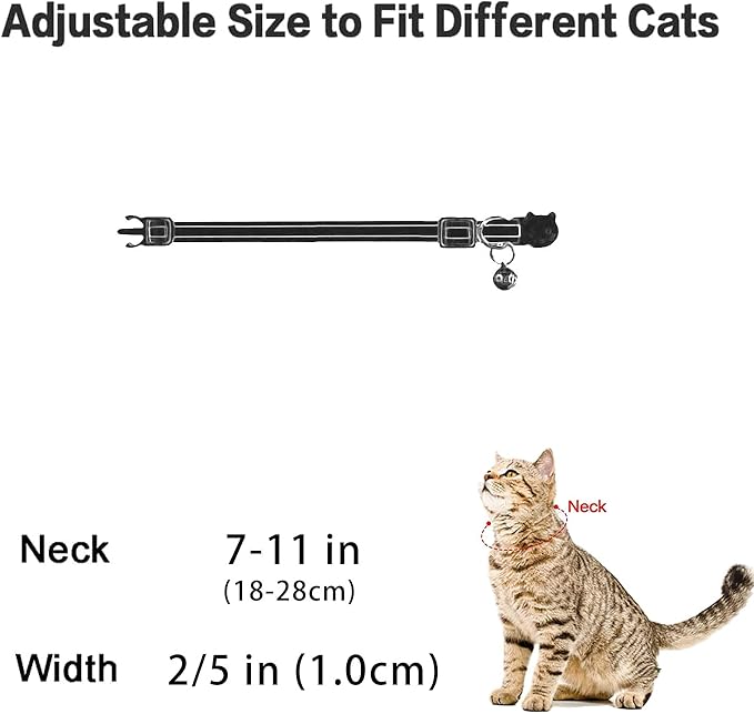 4 Pack Breakaway Cat Collar with Bell,Safety Adjustable Cat Collars Set with Flower Pattern,Ideal for Girl Cats Boy Cats