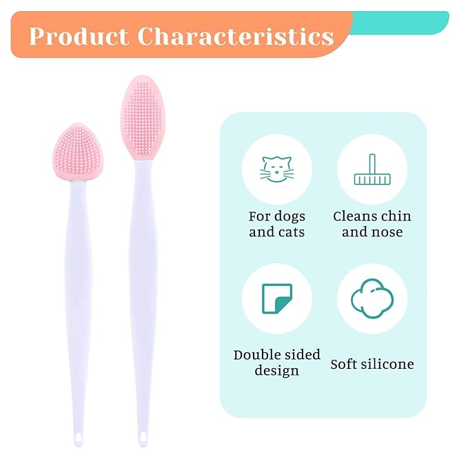JJUNW 4Pcs Cat Acne Chin Treatment, Cat Acne Brush Set, Black Seed Exfoliating Brush, Dual Sided Silicone Cat Brush, for Cats Chin Acne and Blackhead Exfoliation