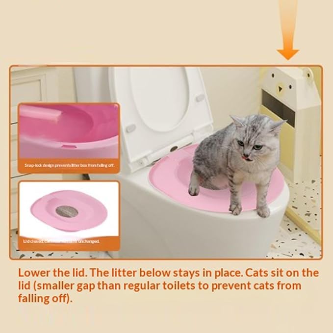 Cat Potty Toilet Training Kit - Removable Potty Seat - Cat Toilet Training System - for Indoor Home Apartment Bathroom Basement Pet Shop