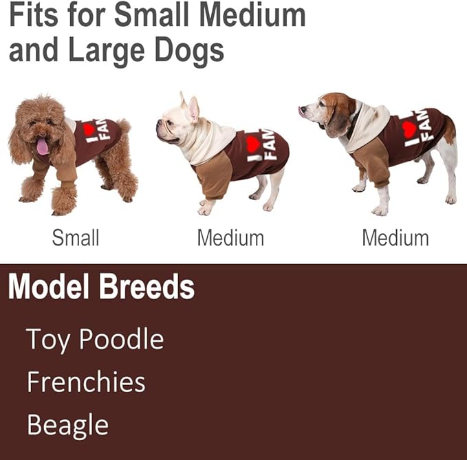 Fashionable Dog Hoodie – Soft & Warm Dog Sweater with Leash Hole,Pet Hooded Sweatshirt for Cats and Dogs with Broad Chests (e.g., French Bulldogs, Pitbulls) (Brown(Family), Small)