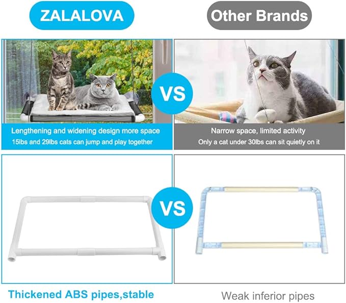 Cat Window Perch, Cat Hammock Window Seat w/Free Fleece Blanket 2026 Latest Screw Suction Cups Extra Large Sturdy Bed Resting Seat Hold Two Large Cats White Indoors (One Extra Suction Cup