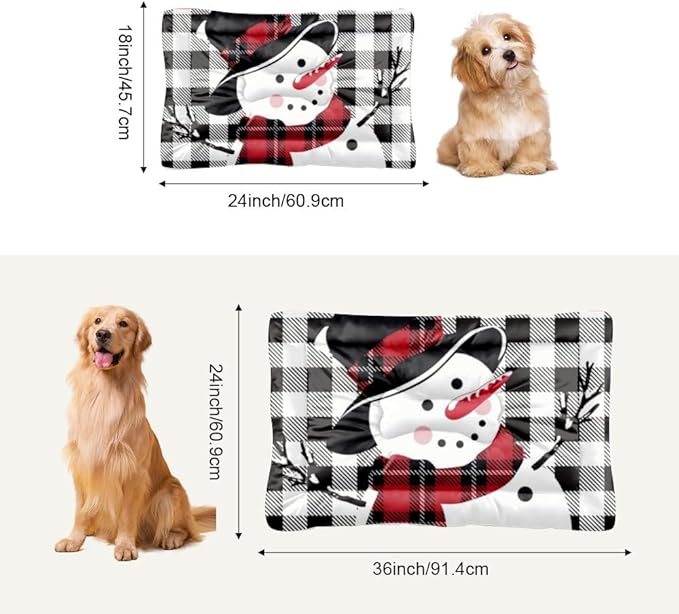 Black White Plaid Pet Mat Dog Bed Machine Washable Dog Cage Pad Pet Friendly Bed Non- Slip Bottom Friendly Furniture Multi- Scenario Gift Printed Crate Pad 24× 18 Inch
