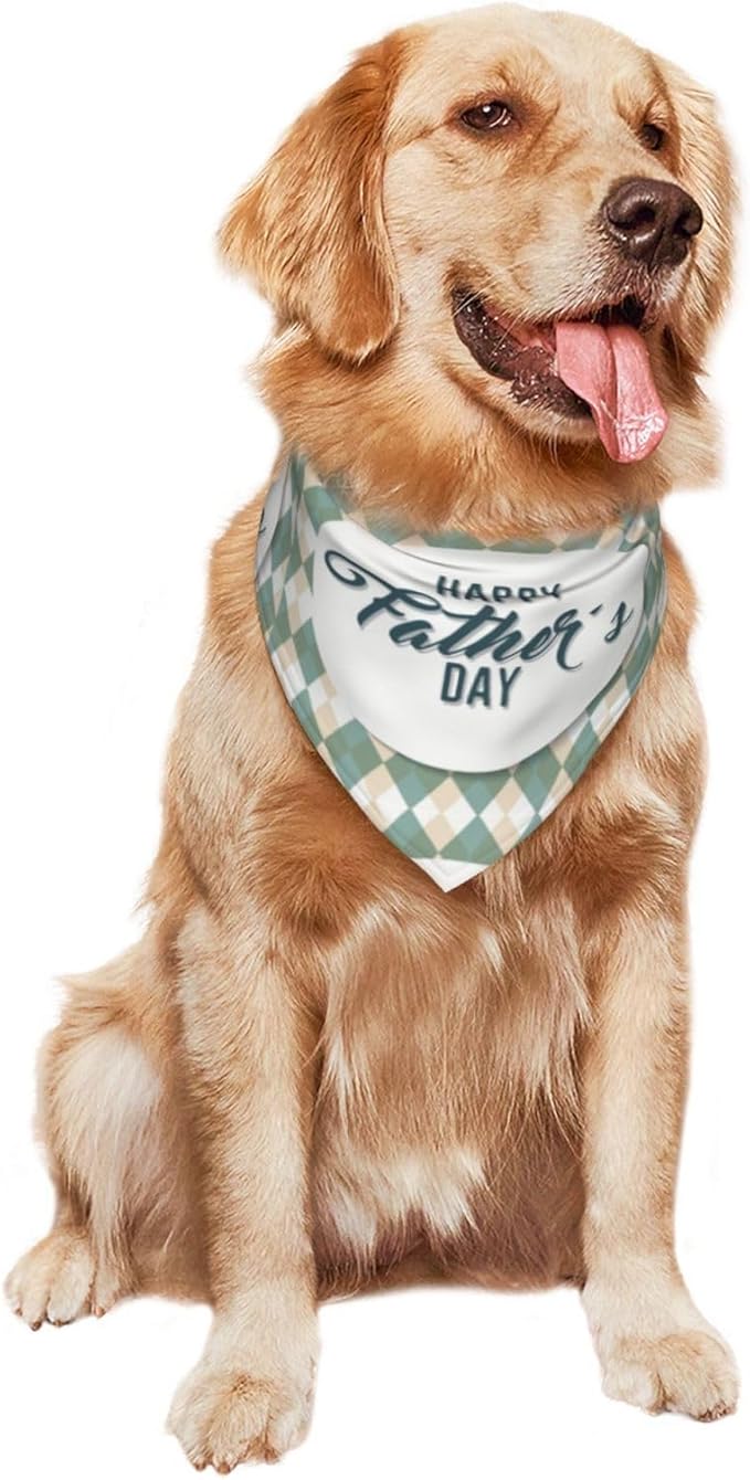 Happy Father's Day Dog Bandana Adjustable Reversible Triangle Dog Scarf Scarves Pet Bibs Costume Accessory Decor for Cats