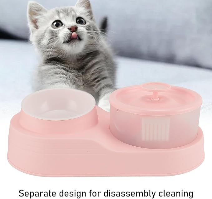 Cat Water Fountain, Automatic Circulating High Capacity Pet Water Dispenser that Keeps and Provides Continuous Source, Cat Feeder and Waterer Combo with Plastic (Plum Pink)
