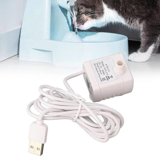 Pet Water Fountain Pump, Cat Water Fountain Pump Replacement, Quiet Prevent Dry Burning Water Dispenser Pump for Fish Tank