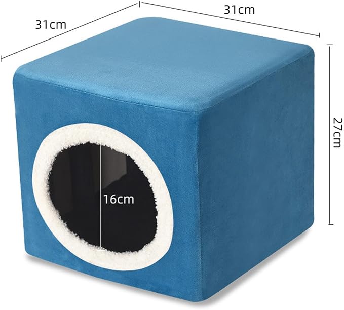 Generic Cat House Cat Bed for Indoor Cats Cat Hideaway Furniture Sturdy Kitty Cube Pet Condo for Pet Supplies Kitty Resting Sleeping, Blue