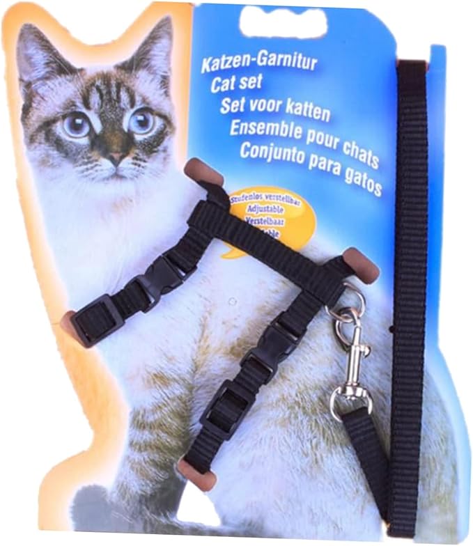 Adjustable Cat Harness and Leash Lightweight Black Collar with Snap Buckle for Secure Walking Shaped Design for Comfortable Fit and Easy Wear