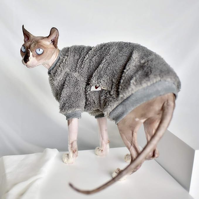 Warm Pet Sweater Sphynx Cat Clothes Fashion Soft Cat Apparel Comfort Thickened Winter Sphinx Hairless Cat Clothes (XS)