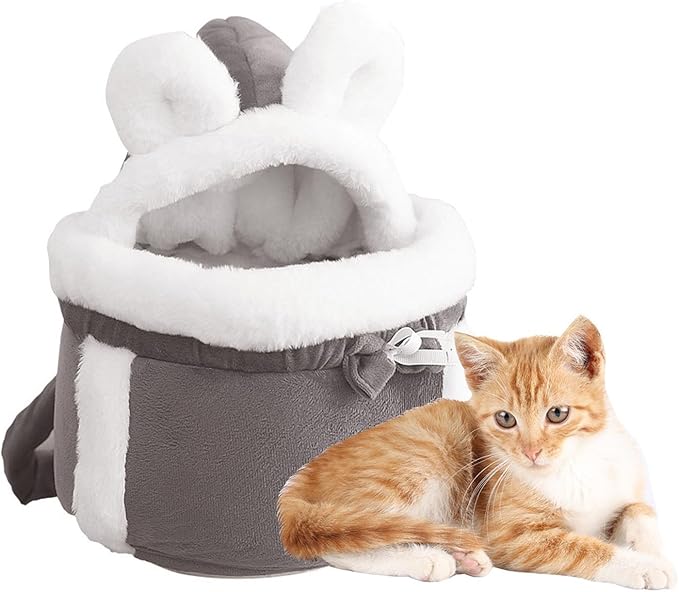 Cat Bag Carrier, Double Pocket Cat Front Pack, Comfortable Sling Carrier with Adjustable Buckle, Cozy Travel Carrier (Grey, Medium)