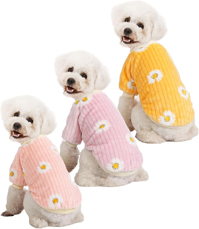 Dog Sweater, Dog Sweaters for Small Dogs, 2, 3 Pack Warm Soft Pet Clothes for Puppy, Medium Large Cat, Dogs Girl or Boy, Dog Shirt for Winter Christmas (Pink+Purple+Yellow, Medium)